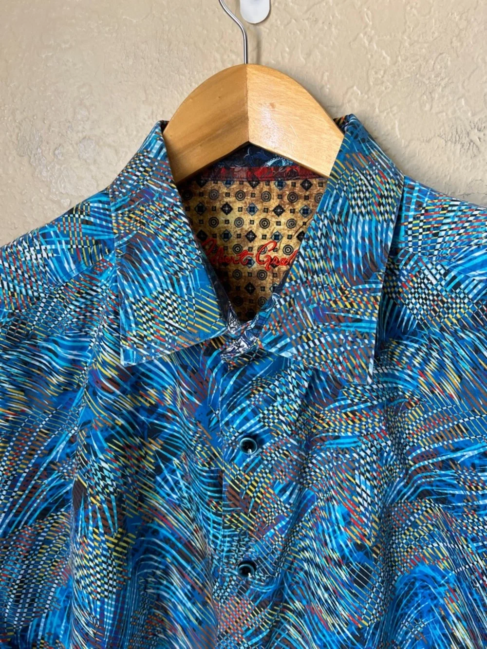 Robert Graham blue abstract geometric button down long sleeve shirt - Picture 3 of 11